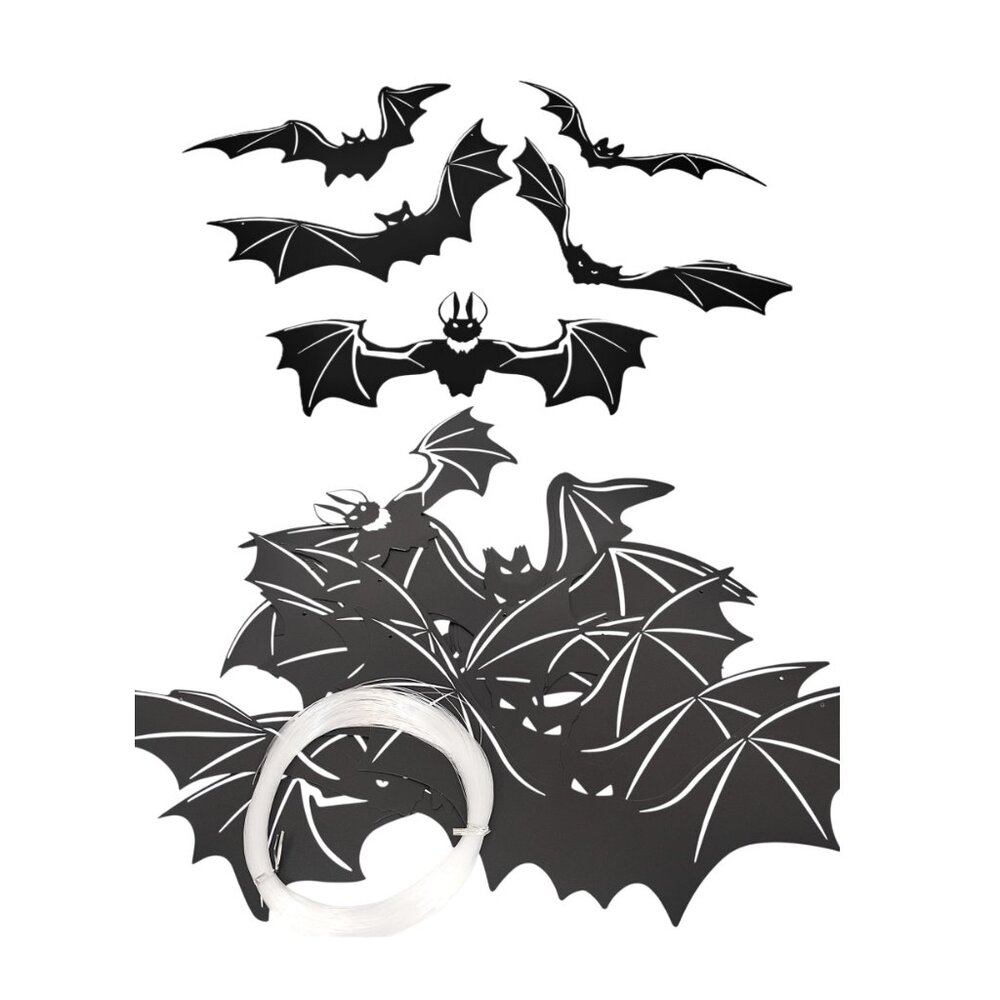 Halloween Decorations Hanging Bat Set Black Flying Bats 14 Count